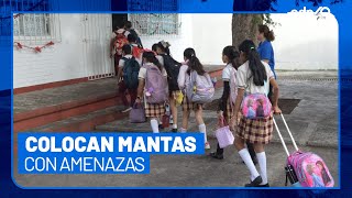 Autoridades suspenden clases en Tabasco por mantas con amenazas en escuelas