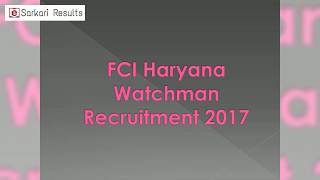 FCI Haryana Watchman Recruitment 2017 Chowkidar 380 Vacancies