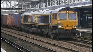 GRBf 66731 'Interhub and 66745 'Modern Railway' at Ashford International 12/6/18