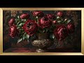 luxurious red peonies in gold vase romantic elegance in 4k