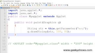 Passing Parameter using PARAM Tag in Java Applet (Hindi)