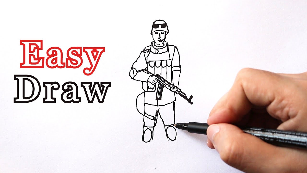 How To Draw A Soldier Easy - YouTube