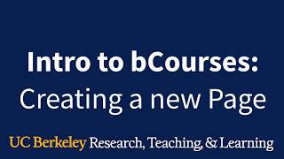 Creating a Page in bCourses