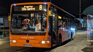 Full Route Visual | Cardiff Bus route 8: City Centre - Cardiff Bay | Mercedes Citaro O530