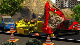 Superhero Excavartor: Rescue Bulldozer from Landslide | Funny Construction Vehicles 3D Cartoon