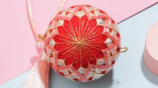 淘宝【青沐手工】“菱莲-红”手鞠球视频教学 Diamond lotus red temari DIY Tutorial