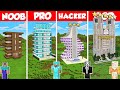 Skyscraper Hotel Build Battle Challenge - Noob vs Pro vs Hacker vs God - Minecraft Animation