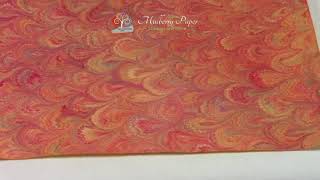 Italian Marble Paper - Peacock - Red Orange Aqua