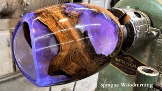 Woodturning - Maple Vase With Glitter Purple