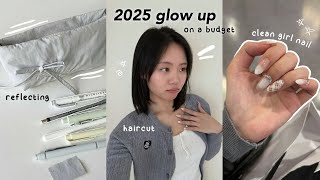 GLOW UP for 2025 vlog🛁 without spending any money! ft. haircut, clean girl nail, glass skin etc