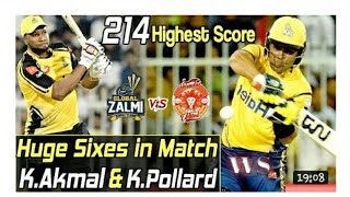 Kamran Akmal & Kieron Pollard huge sixes | Peshawar Zalmi vs Islamabad U in psl