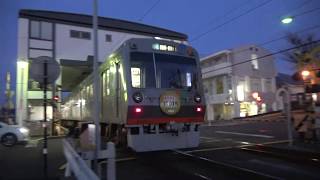 静岡鉄道ラストラン前夜１００１号県立美術館前駅到着シーン