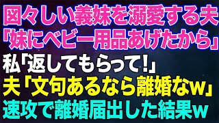 【スカッとする話】図々しい義妹を溺愛する夫「妹が欲しがってたベビー用品あげたから」私「返してもらって！」夫「は？文句言うなら離婚なw」→その後、私は速攻で離婚届を提出した結果w【修羅場】