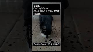 【実験】ショ糖に硫酸を加える脱水反応Dehydration reaction of adding sulfuric acid to sucrose#加水分解#Hydrolysis#黒い炭