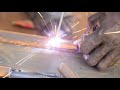 THE PROCESS OF WELDING AND CUTTING METAL USING A WELDING MACHINE AND A GRINDING MACHINE