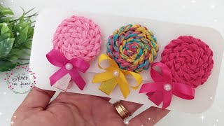 Hair Clips Pirulito 🍭  Pap - Diy Ribbon Bow 🎀 Jaqueline Kelle