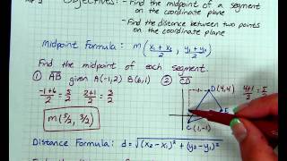 Algebra II Ch9-1 - Midpoint and Distance Formula
