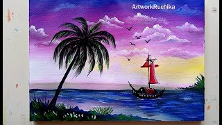 Sailing Boat Painting | Acrylic Painting Tutorial