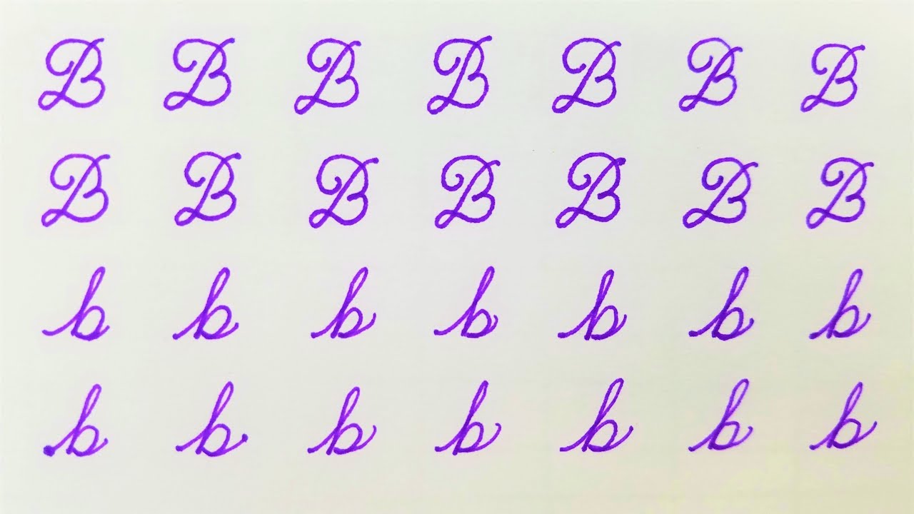 Letter B In Cursive In Purple Printable A Z Cursive Letters Letters