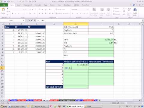 Excel Finance Class 79: Investment Criteria: NPV, IRR, Payback, AAR, Profitability Index Excel Finance Class 79: Investment Criteria: NPV, IRR, Payback, AAR, Profitability Index