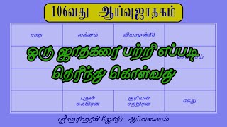 106வதுஆய்வுஜாதகம் ஒருஜாதகரை பற்றி எப்படிதெரிந்து கொள்வது