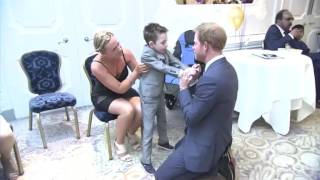 Five year old boy with rare condition hugs Prince Harry