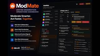 ModMate — Devvit-Native Moderation Operations Dashboard for Reddit Mods