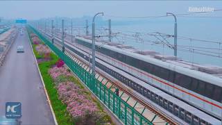 Marvelous view! Xiamen subway runs over sea