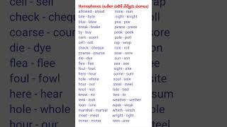 ఒకేలా పలికే వేర్వేరు పదాలు : Homophones #shorts #youtubeshorts #spokenenglish #english