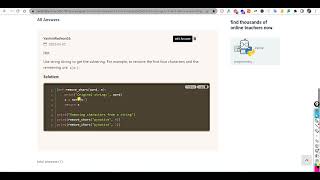 Write program to remove characters from a string starting from zero up to n and return a new string
