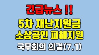 [긴급뉴스] 5차 재난지원금, 소상공인피해지원 등 | 추가경정예산 국무회의 의결(7.1)