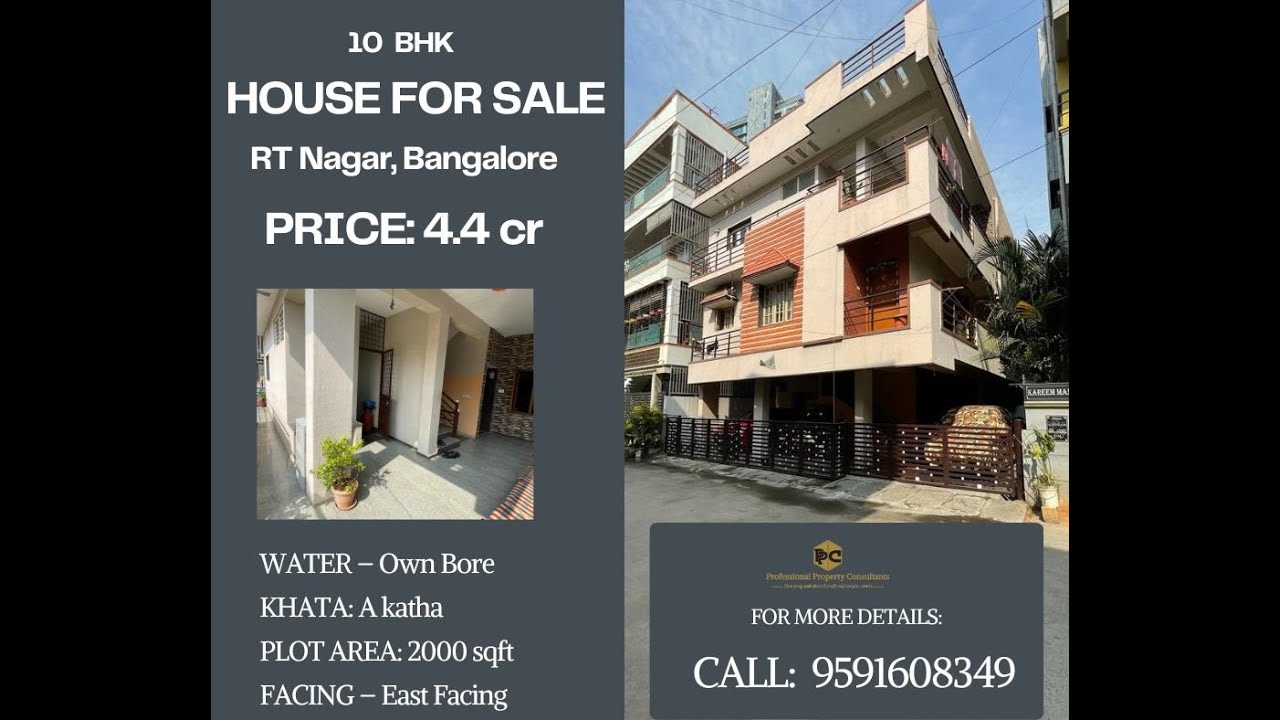 10 BHK Independent House For Sale In RT Nagar Bangalore/ Call ...