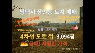 급매 가격으로 평택시 장안동 토지 매매합니다. 3,094평 4차선 도로 접. 분할매도 가능! 브레인시티, 카이스트 평택캠퍼스, 평택동부 고속화도로 건설 중, 끊임없는 호재!!