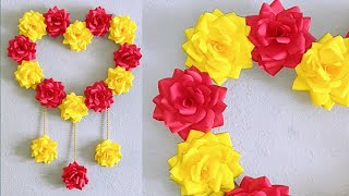 DIY Wall Hanging | Paper Rose Flowers | Heart Design Valentine's Day Room Decor | Easy Paper Crafts