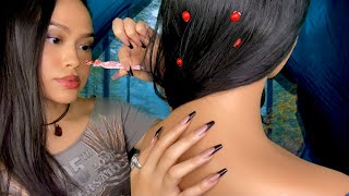 ASMR Giving U TINGLIEST Scalp Check \u0026 Scratch + Back Scratch in Rainy Camp Tent Roleplay⛺️⛈ lite gum