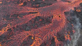 Lava Flows Following Volcanic Eruption in Iceland