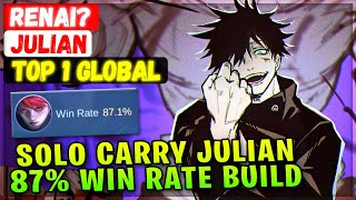 Solo Carry Julian 87% Win Rate Build [ Top 1 Global Julian ] Renai? - Mobile Legends Emblem \u0026 Build