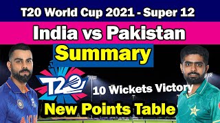 🏆India vs Pakistan Match Result🏆New Points Table ICC T20 World Cup 2021🏆Pakistan won against India