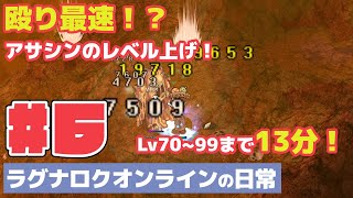 【ラグナロクオンラインの日常#6】殴り最速！？アサシンのレベル上げ！BaseLv70~99まで13分！