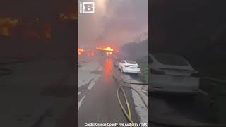 Firefighters Seen Battling Blazes While Being Surrounded by Smoke and Ruins