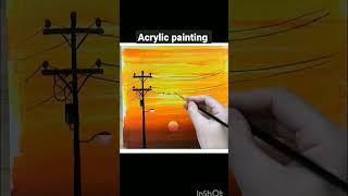 Sunset🌅Sea🎨Acrylic Painting#shorts#art#viralvideo#shortvideo#ytshorts#trend#video#2023#artwithwisdom