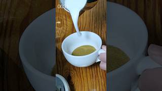 How much can you improve by brewing 1000 cups of latte art?　0031 roastedgreentea latte