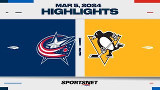 NHL Highlights | Blue Jackets vs. Penguins - March 5, 2024