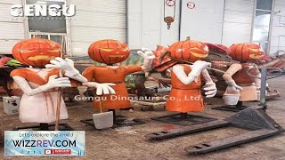 1.8m Animatronic Pumpkin Scarecrow Model Halloween Theme Park Decoration Review