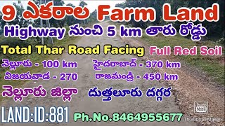 9 ACRES OF FARM LAND FOR SALE. NELLORE DT. DUTTALUR (AP). PH.NO. 8464955677.LAND:ID:881