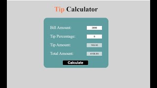 Tip Calculator In JS, Html With Source Code | Source Code & Projects