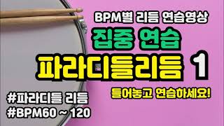 [BPM별 파라디들리듬연습] 양손을 자유자재로 움직이고싶다면? 이것부터 연습하세요! / BPM 60~120 /