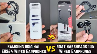 Samsung Original EHS64 vs boAt Bassheads 105 Wired Earphones  Mic test - detail comparison