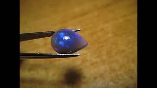 2.5ct Welo Black Opal Cabochon Neon Pear Natural Ethiopian Opal Video 11x8mm