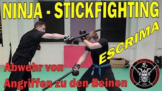 Ninja Stickfighting - Escrima Abwehr Low-Line Angriffe, Kombinationen, Trainingsmoment